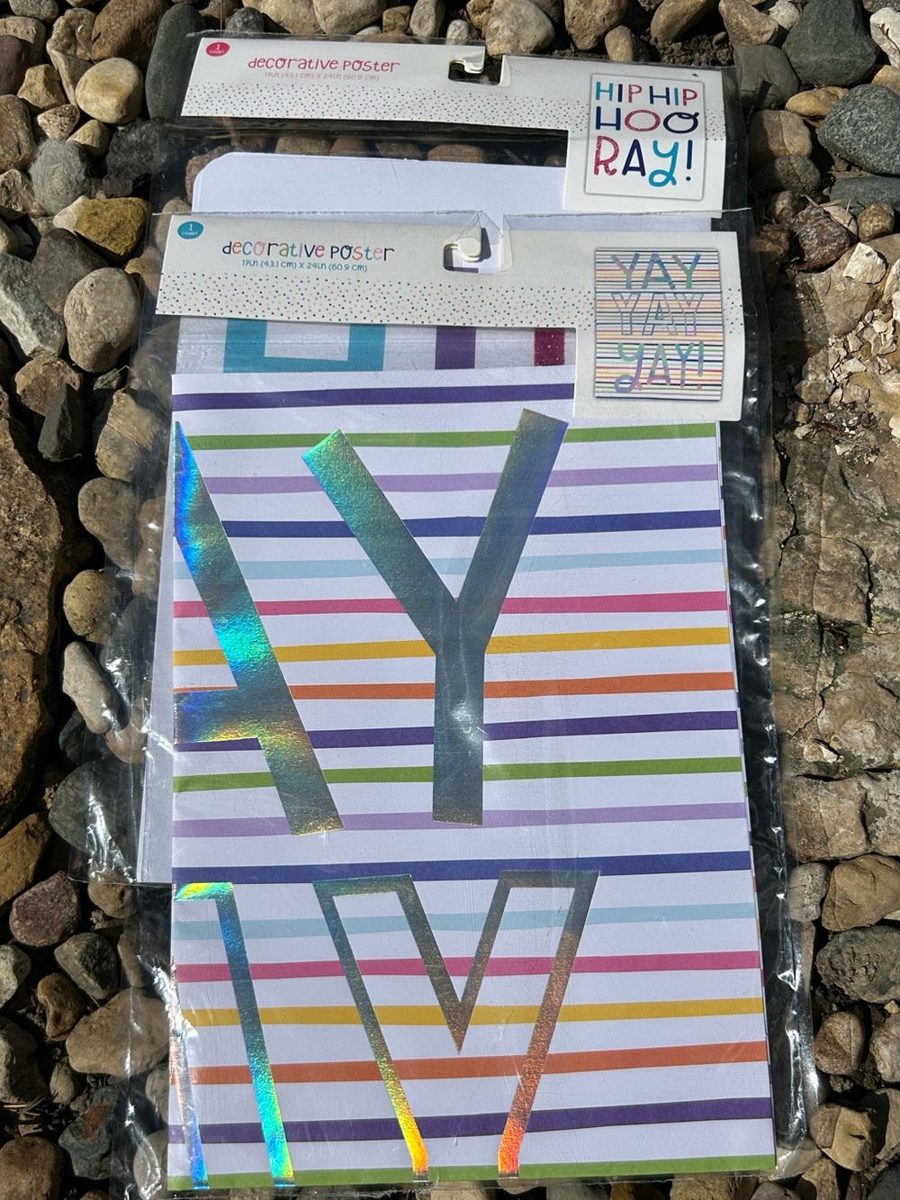 🩶5/$30 Set of 2 Decorative Posters Hip Hip Hooray & Yay Colorful Party Decor